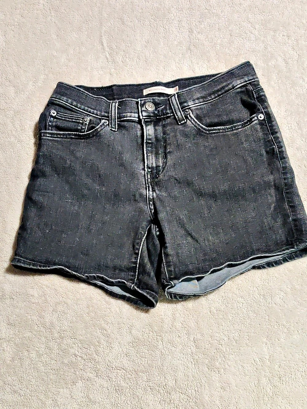 Levi's Mid Length Short Denim Jean Shorts in Black Waist 28
